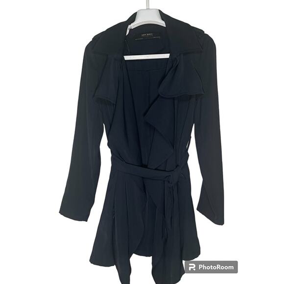 Zara Basic Collection Open Front Drape Long Sleeve Blue Cardigan Size XS USED - Picture 3 of 4